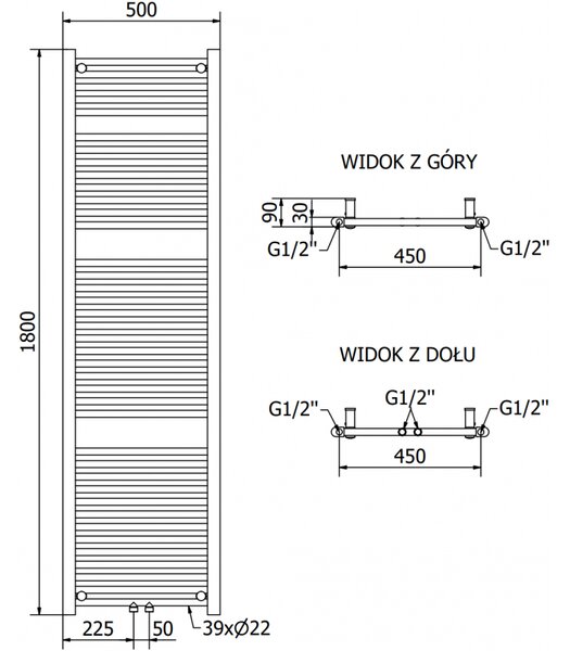 Mexen Mars, elektrické topné těleso 1800 x 500 mm, 900 W, antracitová, W110-1800-500-2900-66