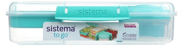 Sistema Dělený svačinový box To Go Bento Create s nádobou na jogurt a miskou 1,48 l, zelená