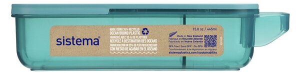 Sistema Dělený svačinový box Ocean Bound Slide n Snack 445 ml, mátová