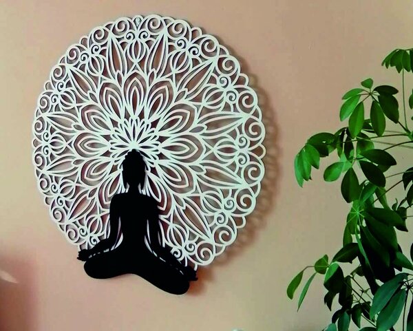 SENTOP | Sentop - Mandala 3D obraz na stěnu Buddha mandala barevné provedení l SENTOP PR0362 3D Paywood
