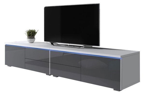 TV stolek Coral XI Double (bílá + černý lesk)