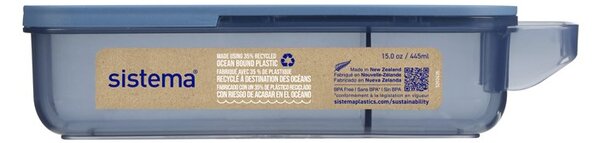 Sistema Dělený svačinový box Ocean Bound Slide n Snack 445 ml, modrá