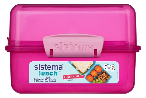 Sistema Dělený svačinový box Lunch Cube s 2 oddíly 1,4 l, růžová
