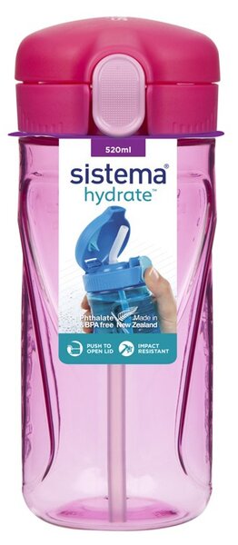 Sistema Láhev s brčkem Hydrate Quick Flip Top 520 ml, růžová
