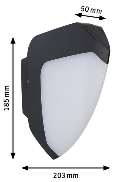 P 94516 LED venkovní nástěnné svítidlo Smart Home Zigbee Ikosea neláká hmyz IP44 50x203mm CCT 4,4W 230V antracit umělá hmota - PAULMANN