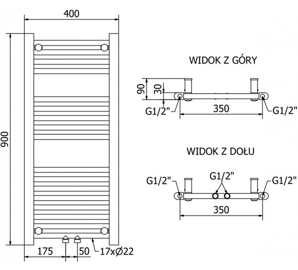 Mexen Mars, elektrické topné těleso 900 x 400 mm, 300 W, černá, W110-0900-400-2300-70
