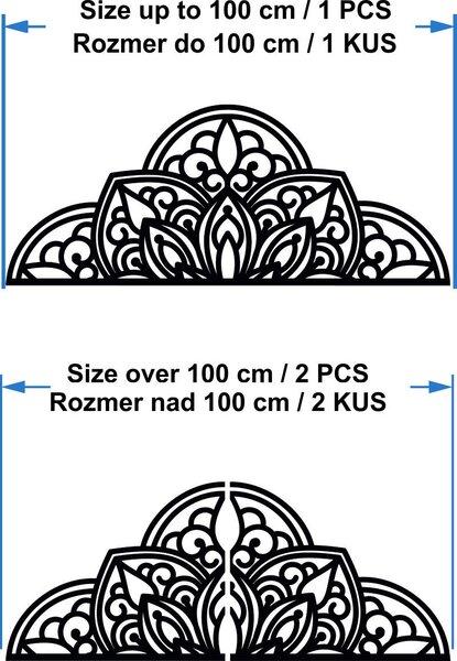 Dřevěný obraz na zeď poloviční mandala - BOHEMIA: Překližka - Modrá (mořidlo) 37 x 90 cm 4012-55582 PR0370