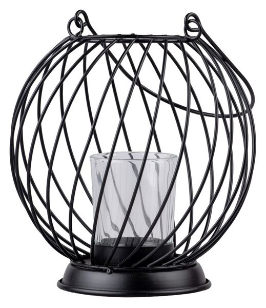 Lampa kov drátěná 150x150x165mm na svíčku, černá