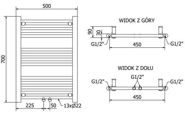 Mexen Mars, elektrické topné těleso 700 x 500 mm, 300 W, černá, W110-0700-500-2300-70