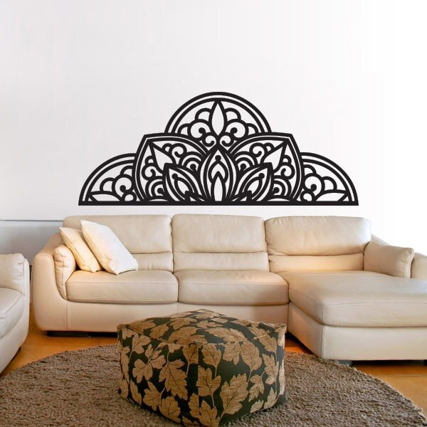 Dřevěný obraz na zeď poloviční mandala - BOHEMIA: Překližka - Modrá (mořidlo) 37 x 90 cm 4012-55582 PR0370