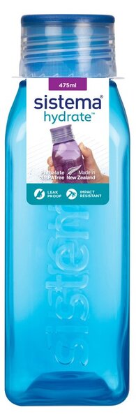 Sistema Hranatá láhev se šroubovacím víčkem Hydrate Square 475 ml, modrá