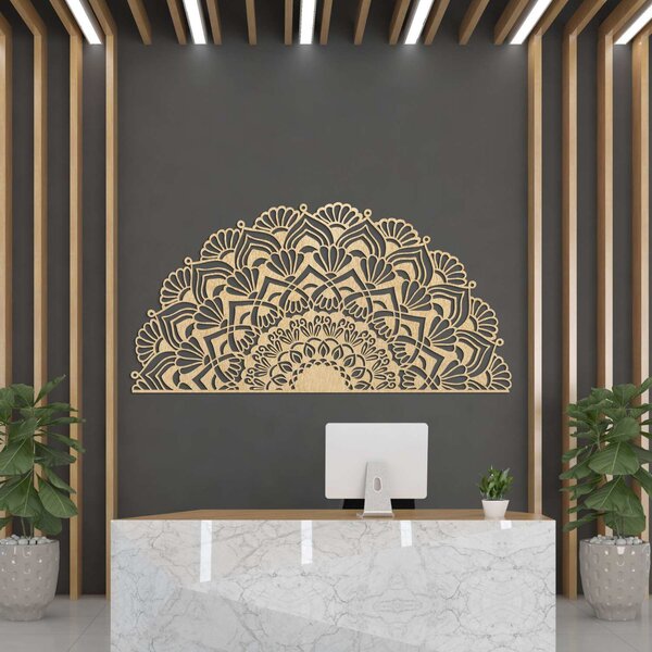 Poloviční dřevěná mandala na zeď - LUMIS: Překližka Topol - Honey 3071 25 x 50 cm 4013-96166 PR0371