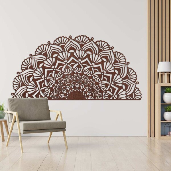 Poloviční dřevěná mandala na zeď - LUMIS: Překližka Topol - Honey 3071 25 x 50 cm 4013-96166 PR0371