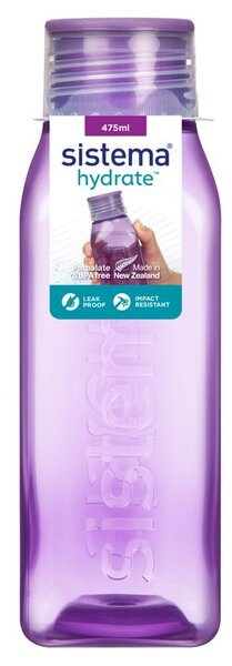 Sistema Hranatá láhev se šroubovacím víčkem Hydrate Square 475 ml, fialová