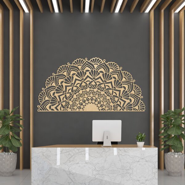 Poloviční dřevěná mandala na zeď - LUMIS: Překližka Topol - Honey 3071 25 x 50 cm 4013-96166 PR0371