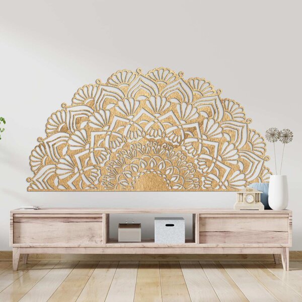 Poloviční dřevěná mandala na zeď - LUMIS: Překližka Topol - Honey 3071 25 x 50 cm 4013-96166 PR0371