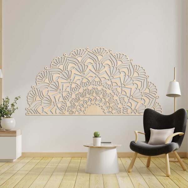 Poloviční dřevěná mandala na zeď - LUMIS: Překližka Topol - Honey 3071 25 x 50 cm 4013-96166 PR0371