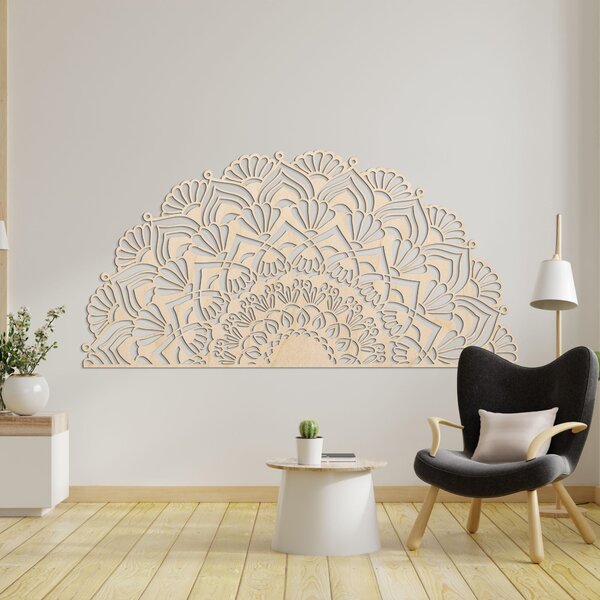 Poloviční dřevěná mandala na zeď - LUMIS: Překližka Topol - Honey 3071 25 x 50 cm 4013-96166 PR0371