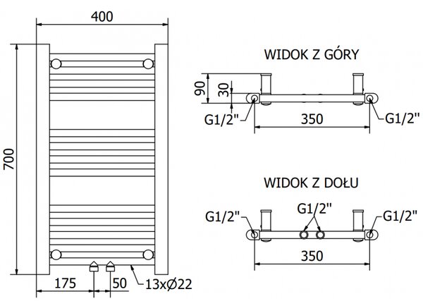 Mexen Mars, elektrické topné těleso 700 x 400 mm, 300 W, černá, W110-0700-400-2300-70