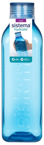 Sistema Hranatá láhev se šroubovacím víčkem Hydrate Square 1 l, modrá