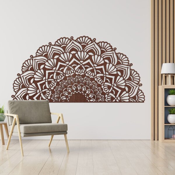 Poloviční dřevěná mandala na zeď - LUMIS: Překližka Topol - Honey 3071 25 x 50 cm 4013-96166 PR0371