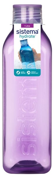 Sistema Hranatá láhev se šroubovacím víčkem Hydrate Square 1 l, fialová