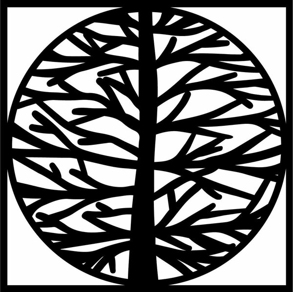 Nástěnná malba strom v rámu MRLVENA: Přírodní překližka - Topol přírodní Rozměr 40 cm 4016-55826 PR0372-A plywood tree of life