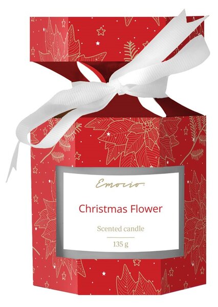 Emocio Sklo 72x78 mm v dárkové krabičce Christmas Flower, červená, vonná svíčka (Cookie and Cream)