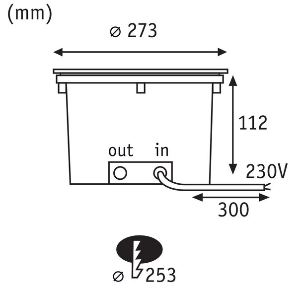 P 94656 LED zemní svítidlo Durea IP67 kruhové 273mm 3000K 15W 230V ocel kov - PAULMANN