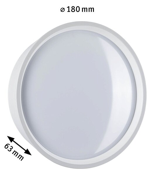 P 94697 LED venkovní nástěnné svítidlo Platomo IP44 kruhové 180mm 3000K 14,5W 230V bílá umělá hmota - PAULMANN