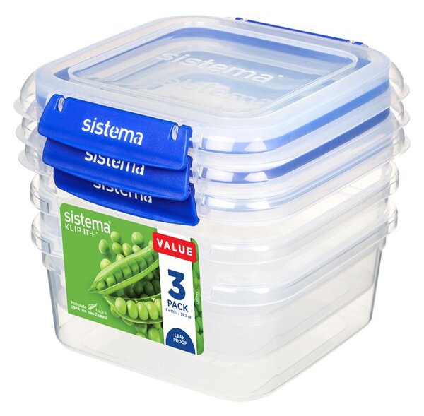 Sistema Sada 3 ks vodotěsných krabiček na potraviny KLIP IT PLUS 2 klipy 1,15 l