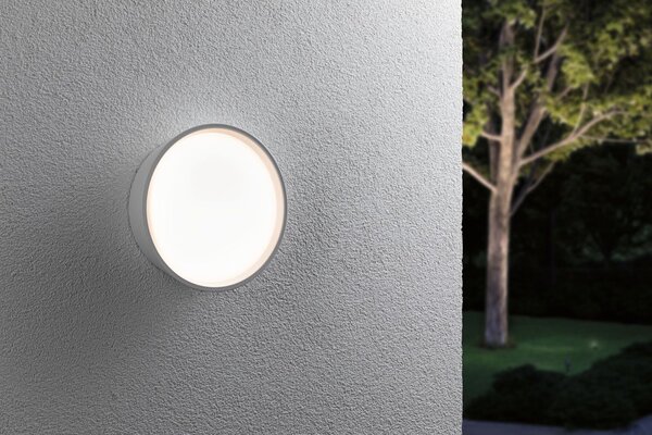 P 94697 LED venkovní nástěnné svítidlo Platomo IP44 kruhové 180mm 3000K 14,5W 230V bílá umělá hmota - PAULMANN