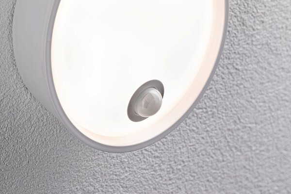P 94699 LED venkovní nástěnné svítidlo Platomo pohybové čidlo IP44 kruhové 180mm 3000K 14,5W 230V bílá umělá hmota - PAULMANN