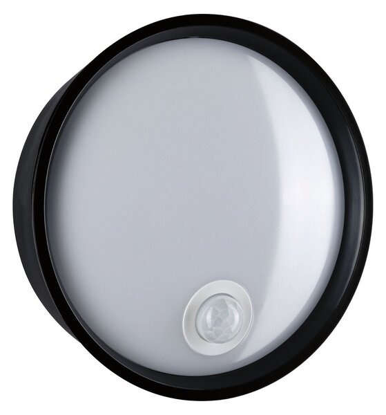 P 94698 LED venkovní nástěnné svítidlo Platomo pohybové čidlo IP44 kruhové 180mm 3000K 14,5W 230V černá umělá hmota - PAULMANN