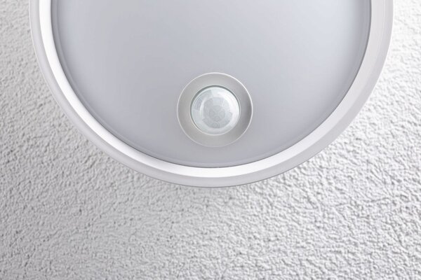 P 94699 LED venkovní nástěnné svítidlo Platomo pohybové čidlo IP44 kruhové 180mm 3000K 14,5W 230V bílá umělá hmota - PAULMANN