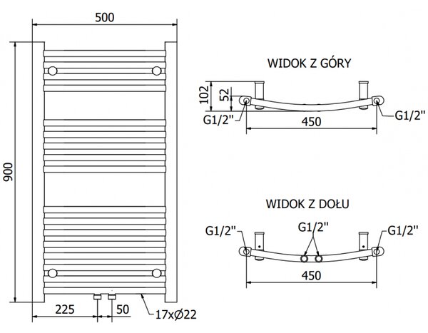 Mexen Ares, elektrické topné těleso 900 x 500 mm, 300 W, chromová, W102-0900-500-2300-01