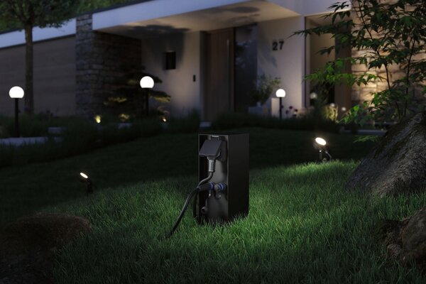 P 94700 Plug & Shine sloupek se zásuvkami Rio IP44 antracit - PAULMANN