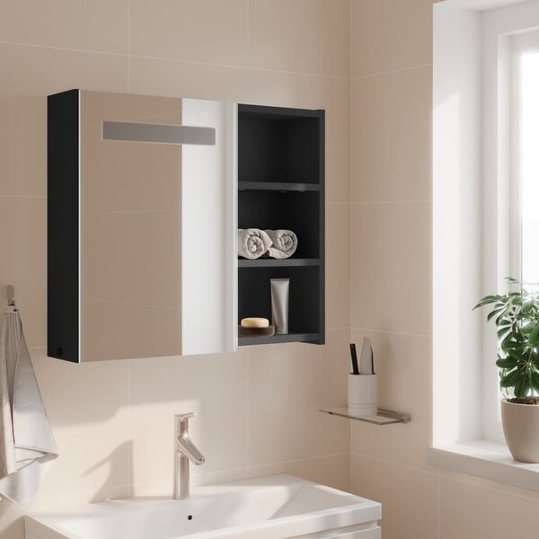 Koupelnová zrcadlová skříňka s LED osvětlením šedá 60x13x52 cm