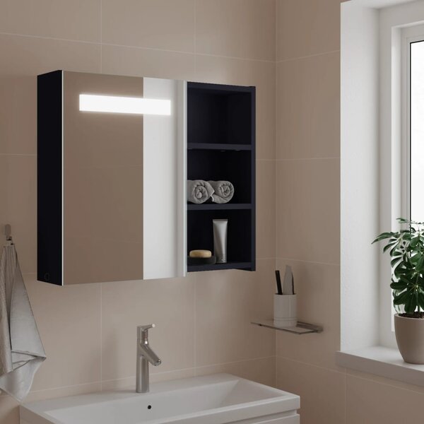 Koupelnová zrcadlová skříňka s LED osvětlením šedá 60x13x52 cm