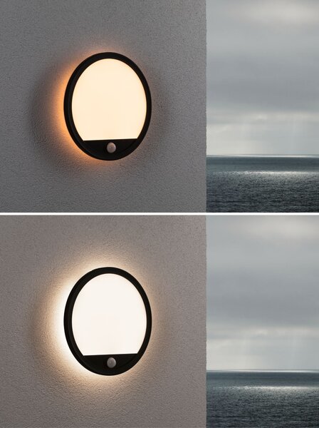 P 94708 LED venkovní panel Smart Home Zigbee Lamina Backlight pohybové čidlo neláká hmyz IP44 kruhové 280mm CCT 14W 230V černá umělá hmota - PAULMANN