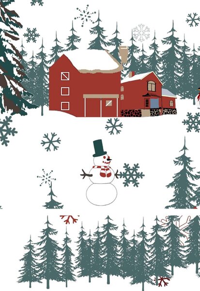 Polybavlněné povlečení SNOWY HOUSES POLY bílé Rozměr povlečení: 70 x 90 cm | 140 x 200 cm