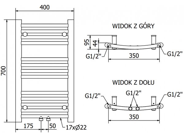 Mexen Ares, elektrické topné těleso 700 x 400 mm, 300 W, černá, W102-0700-400-2300-70