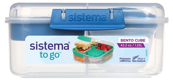 Sistema Dělený svačinový box To Go Bento Cube s nádobou na jogurt 1,25 l, modrá