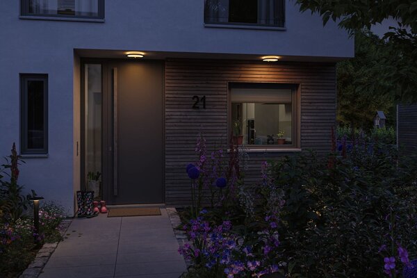 P 94708 LED venkovní panel Smart Home Zigbee Lamina Backlight pohybové čidlo neláká hmyz IP44 kruhové 280mm CCT 14W 230V černá umělá hmota - PAULMANN