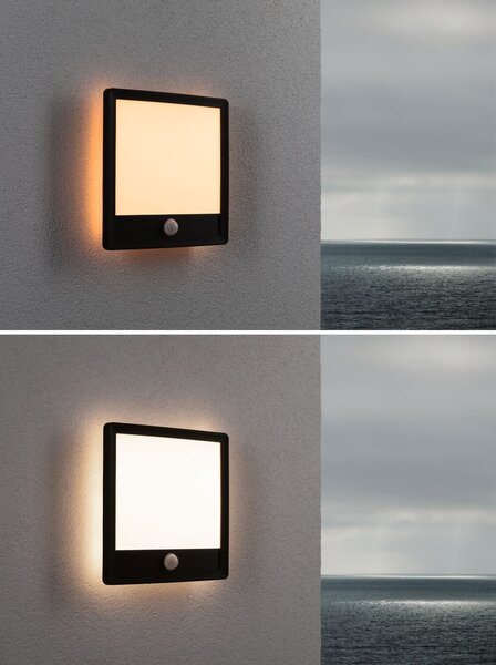 P 94709 LED venkovní panel Lamina Backlight pohybové čidlo neláká hmyz IP44 hranaté 250x47mm CCT 14W 230V černá umělá hmota - PAULMANN