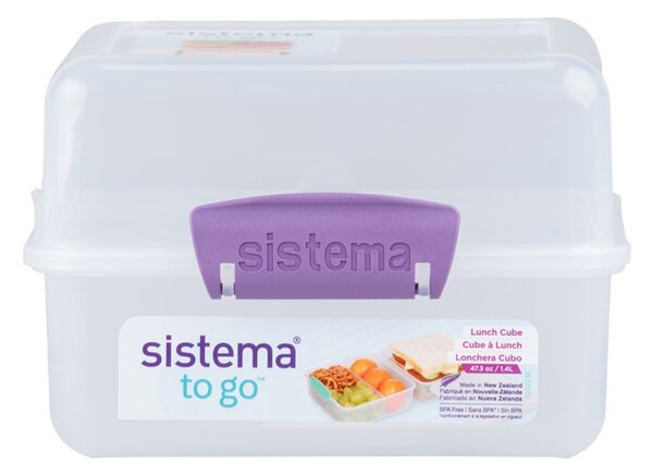 Sistema Dělený svačinový box Lunch Cube s 2 oddíly 1,4 l, fialová