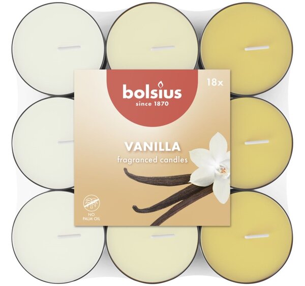 Bolsius Čajové 18ks Vanilla basic tříbarevné, vonné svíčky
