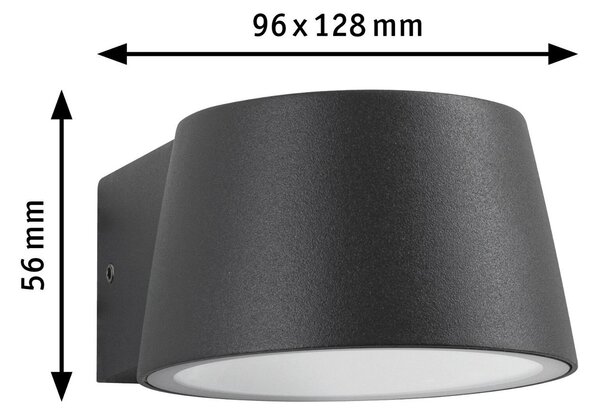P 94713 LED venkovní nástěnné svítidlo Capea neláká hmyz IP44 96x128mm 2200K 6W 230V 98° černá hliník - PAULMANN