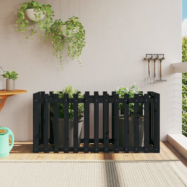 Vyvýšený záhon plotový design černý 150x50x70 cm masiv borovice