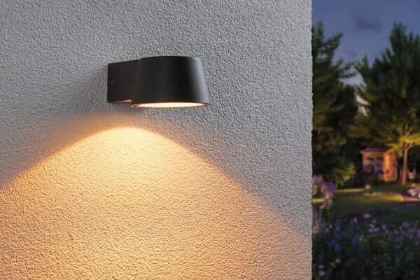 P 94713 LED venkovní nástěnné svítidlo Capea neláká hmyz IP44 96x128mm 2200K 6W 230V 98° černá hliník - PAULMANN